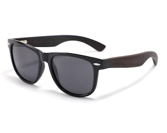 Gafas de sol polarizadas retro de madera de ébano estilo isla