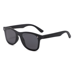 May include: Black sunglasses with dark gray lenses. The sunglasses have a rectangular frame and curved arms. The brand name "Stink Co" is printed on the right arm. The sunglasses are designed for eye protection from the sun.