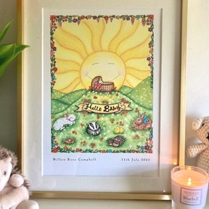 Nouveau cadeau pour bébé garçon/fille. Cadeau de naissance personnalisé, « Baby Sunshine », spécial, souvenir pour les nouveaux parents, décoration vintage pour chambre de bébé, souvenir de naissance.