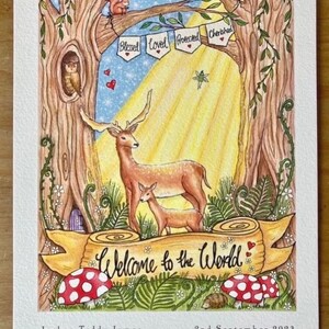 Personalized Newborn Art Print: &#39;Magical Woodland Stags&#39; Nursery Decor