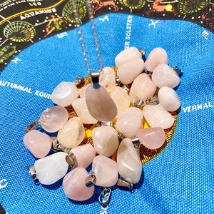 Rose Quartz Necklace, Pink Rose Quartz Pendant, Crystal Necklace, Self Love Crystal, Ethically Sourced, Stocking Filler