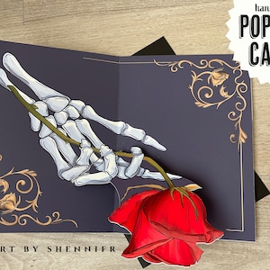 Gothic Pop-Up Card | Wilted Love Card, Romantic Gothic Paper Flower, Gift For Gothic Lovers, Unique Handmade Pop-up Card, Custom Cards