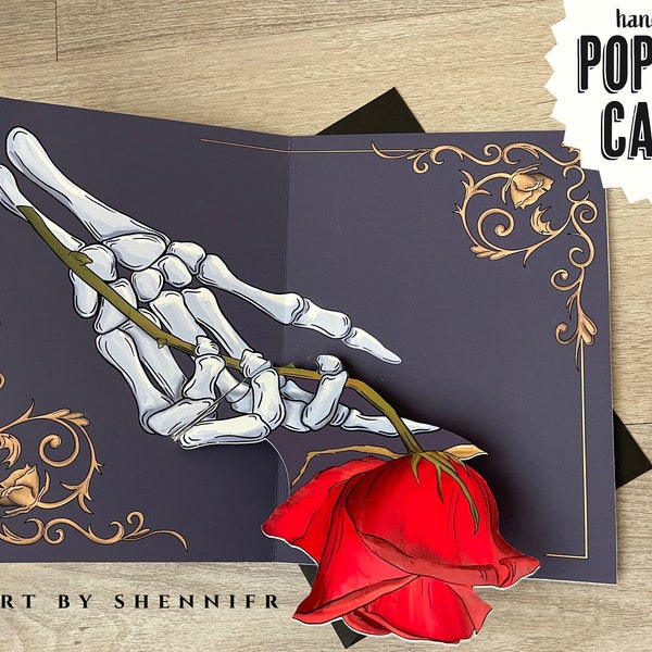 Gothic Pop-Up Card | Wilted Love Card, Romantic Gothic Paper Flower, Gift For Gothic Lovers, Unique Handmade Pop-up Card, Custom Cards