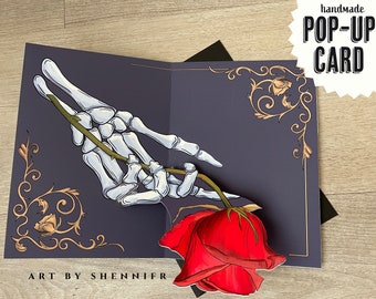 Gothic Pop-Up Card | Wilted Love Card, Romantic Gothic Paper Flower, Gift For Gothic Lovers, Unique Handmade Pop-up Card, Custom Cards