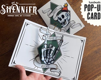 Tarjeta desplegable de cumpleaños para metaleros: Tarjeta gótica espeluznante personalizable hecha a mano