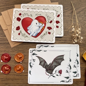 Conjunto de Cartões Postais de Amor Assustadores | Presente Alternativo Fantástico, Cartões Românticos e Assustadores para Correspondentes e Amigos por Correspondência
