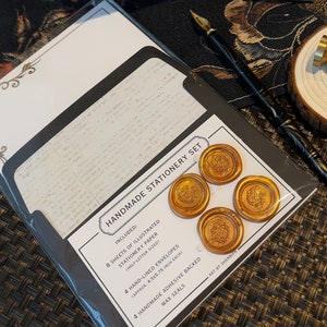 Handgemaakte briefpapierset met lakzegels | Vintage-geïnspireerd briefschrijfcadeau, briefpapier