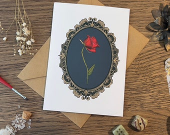Gothic Rose Greeting Card  | Spooky, Romantic, Alternative, Custom Cards