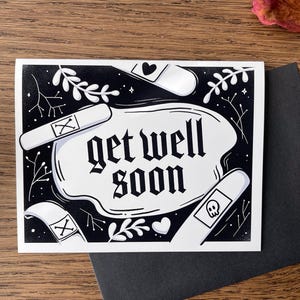 Gute Besserung Karte | Einzigartige gruselige Get Well Emo Karte, Alternative kundengerechte Karte