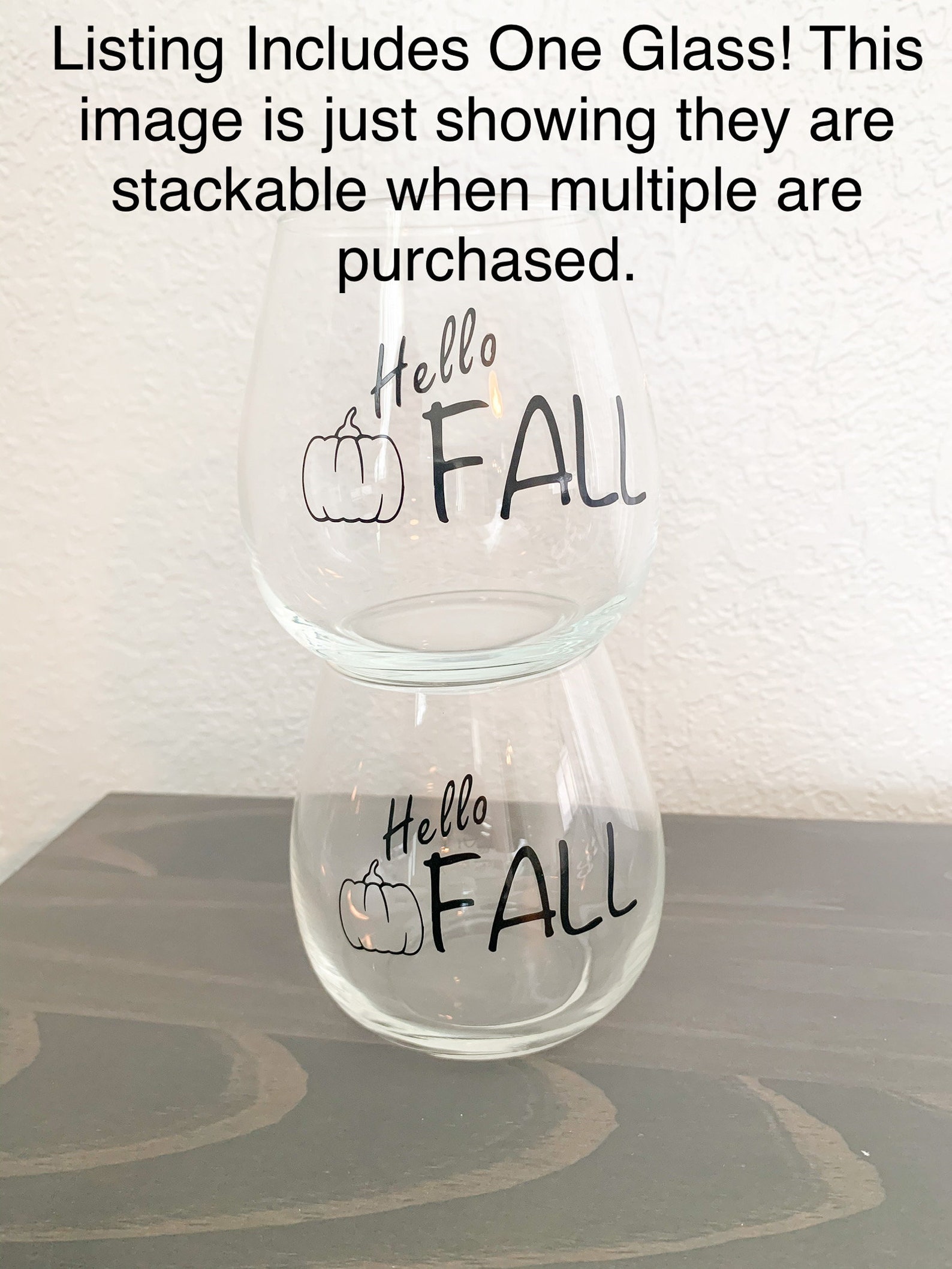 Hello Fall Stemless Wine Glass Stemless Glass Fall Wine Etsy
