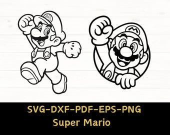 Mario SVG-Datei, Videospiel Super Mario Bros, Download digitale Datei - svg, eps, dxf, pdf und png, Schnittdatei für Cricut und Silhouette
