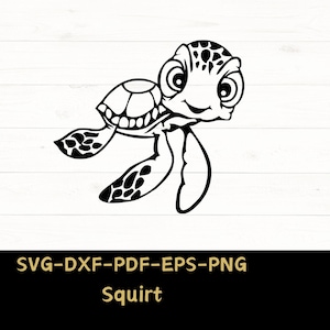 Squirt Baby Turtle SVG Laser Cut File, Nemo Download Digital File - svg, dxf, pdf, and png - Squirt Tortoise