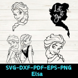 Elsa SVG Laser Cut File Bundle, Frozen Elsa and Anna Download Digital File - svg, dxf, pdf, and png - Glowforge - cricut - Let It Go