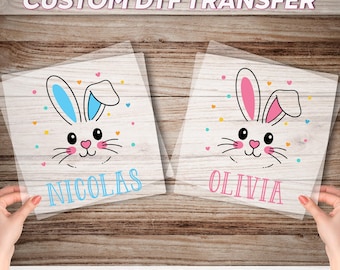 Custom Name Easter Bunny DTF Transfer, Personalized Easter Ready To Press, Easter Kids Graphic Print, Easter Gift For Kids, Easter Party Dtf