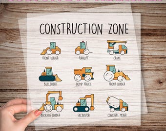 Construction Zone DTF Transfer, Kids Construction Birthday Dtf, Excavator Dtf, Construction Equipment Dtf, Tractor Dtf, Kids Graphic Print