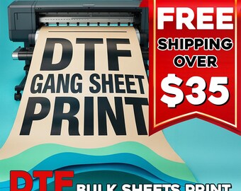 DTF Gang Sheet Print, DTF Bulk Sheets, Ready To Apply, Custom Ready To Press, Direct To Film Iron On Transfer, Bulk Printing Decal