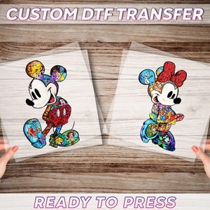 Mickey Minnie Full Color DTF Transfer, Disney Family Ready To Press, Disney Vacation Dtf, Disney Couple Matching Print, Disneyland Trip Dtf