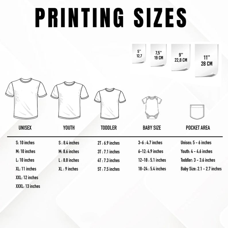 a picture of a t - shirt sizes chart