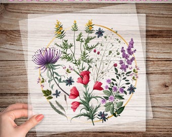Flower DTF Transfer, Botanical Dtf Print, Floral Graphic Ready To Press, Plant Lover Dtf, Plant Mom Dtf, Wildflower Heat Press Dtf, Mom Gift