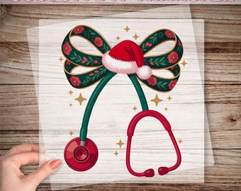 Coquette Bow Stethoscope DTF Transfer, Christmas Nurse Ready To Press, Nurse Bow Print, Gift For Nurse, Nursing School Gift, Nurse Transfer