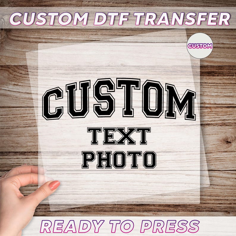 a person holding a piece of paper with the words custom text on it