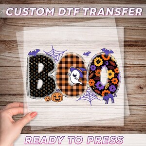 Boo DTF Transfer, Halloween Ready To Press, Retro Floral Boo Halloween Graphic, Spooky Season Dtf, Halloween Party Print, Trick Or Treat Dtf