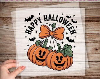 Happy Halloween Coquette Bow DTF Transfer, Pumpkin Cherries Ready To Press, Cute Halloween Print, Halloween Pumpkin Dtf, Girly Spooky Dtf