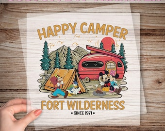 Disney Mickey and Friends Fort Wilderness Happy Camper DTF Transfer, WDW Campground DTF, Family Camping Matching Print