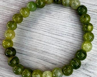 Cracked Green Agate Stone Bracelet