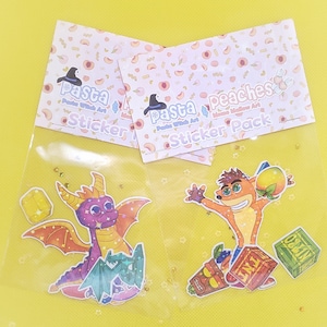 Video Game Multi Sticker Packs Dragon and Bandicoot Holographic Vinyl