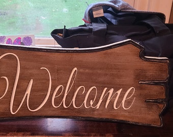 Wood Log Welcome Sign - Etsy