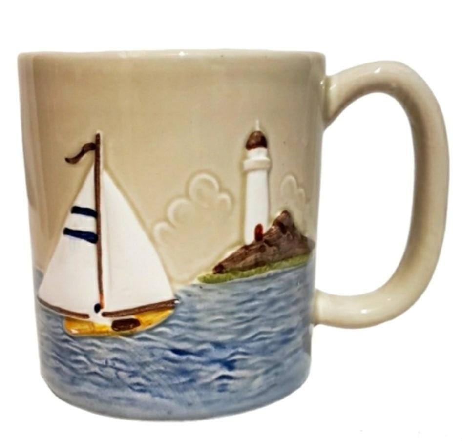 オタガリ手描きヴィンテージ帆船海灯台4インチマグカップ - Etsy 日本