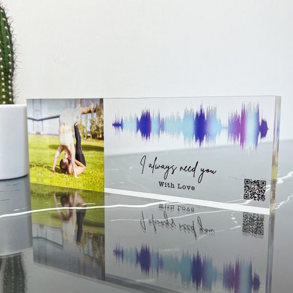 Soundwave Art Customized Gifts, Anniversary Voice Record Gift, Song On Acrylic Block, Christmas Gift for Her, Christmas Home Decor