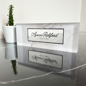 Personalized Marble Desk Name Plaque, Custom Engraved Desk Sign, Masters Degree Graduation Gift, Bachelor Degree Nurse, Medical School Gift