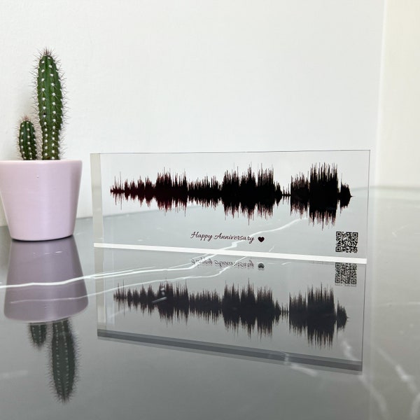 Personalized Soundwave Art Gift for Her - Sound Wave Printing - Custom Voice Message Gift for Her Song Plaque with QR code - Gift for Bestie