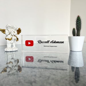 Custom Acrylic Desk Name Plate - Personalized Office Sign - Modern Nameplate for Boss, Teacher or Home Office Decor