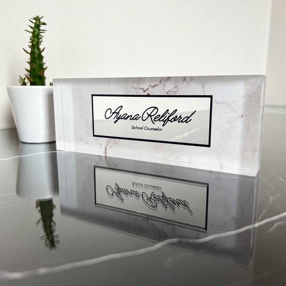 Personalized Marble Desk Name Plaque Custom Engraved Desk Etsy