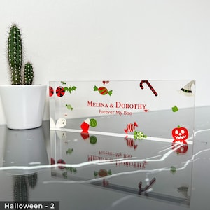 Halloween Decorated Table Name Plaque, Office Decor for Women Desk, Personalized Name Plate for Desk, New Office Gift