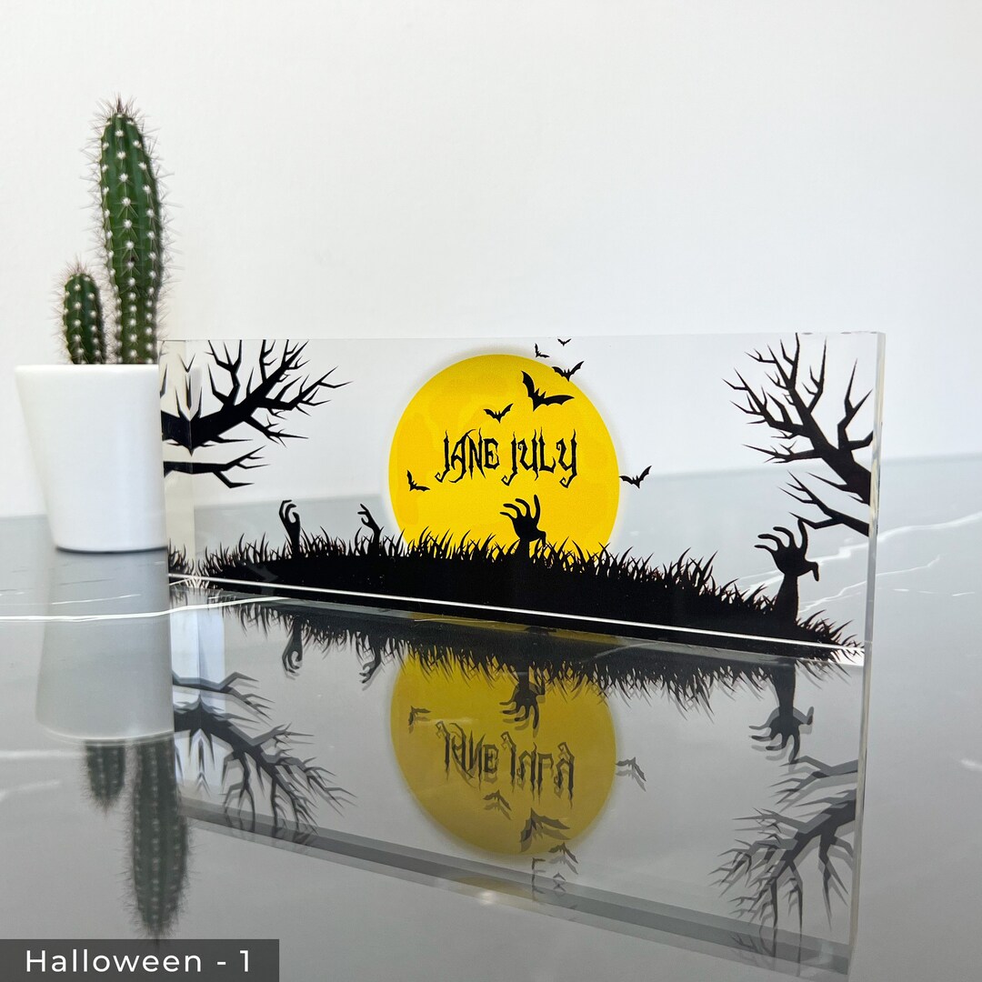 Personalized Halloween Dog Pumpkin Metal Sign | Custom Spooky Dog Decor