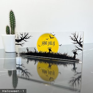 Customizable Halloween Name Plate, INDIVIDUAL Personalized Pumpkin Halloween Decor, Trick or Treat Name Sign, Office or Home Gift Decoration