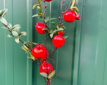 1 PCS Artificial Pomegranate Fruit Branch, Fall Fruit Stem, faux Pomegranate Fruit Stem