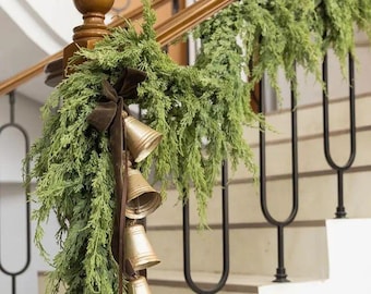 Realistic Artificial Cedar Garland – 1.8m (70.9 in), Thick Christmas Cedar Garland, Staircase Garland