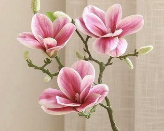 1 PCS High Quality Pink Magnolia Branch, Artificial Magnolia Stem With Buds, Artificial Magnolia Flower, Faux Quality  Flowers