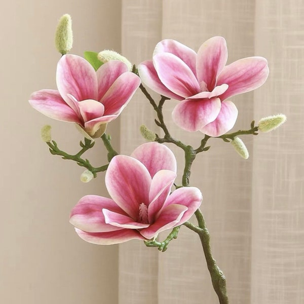 1 PCS High Quality Pink Magnolia Branch, Artificial Magnolia Stem With Buds, Artificial Magnolia Flower, Faux Quality  Flowers