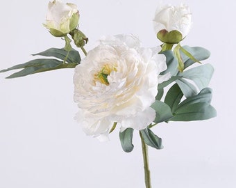 1 PCS Large Artificial Peony Rose, Faux Peony Stem, White Peony Rose, Super Quality Peony Rose, White Rose Stem