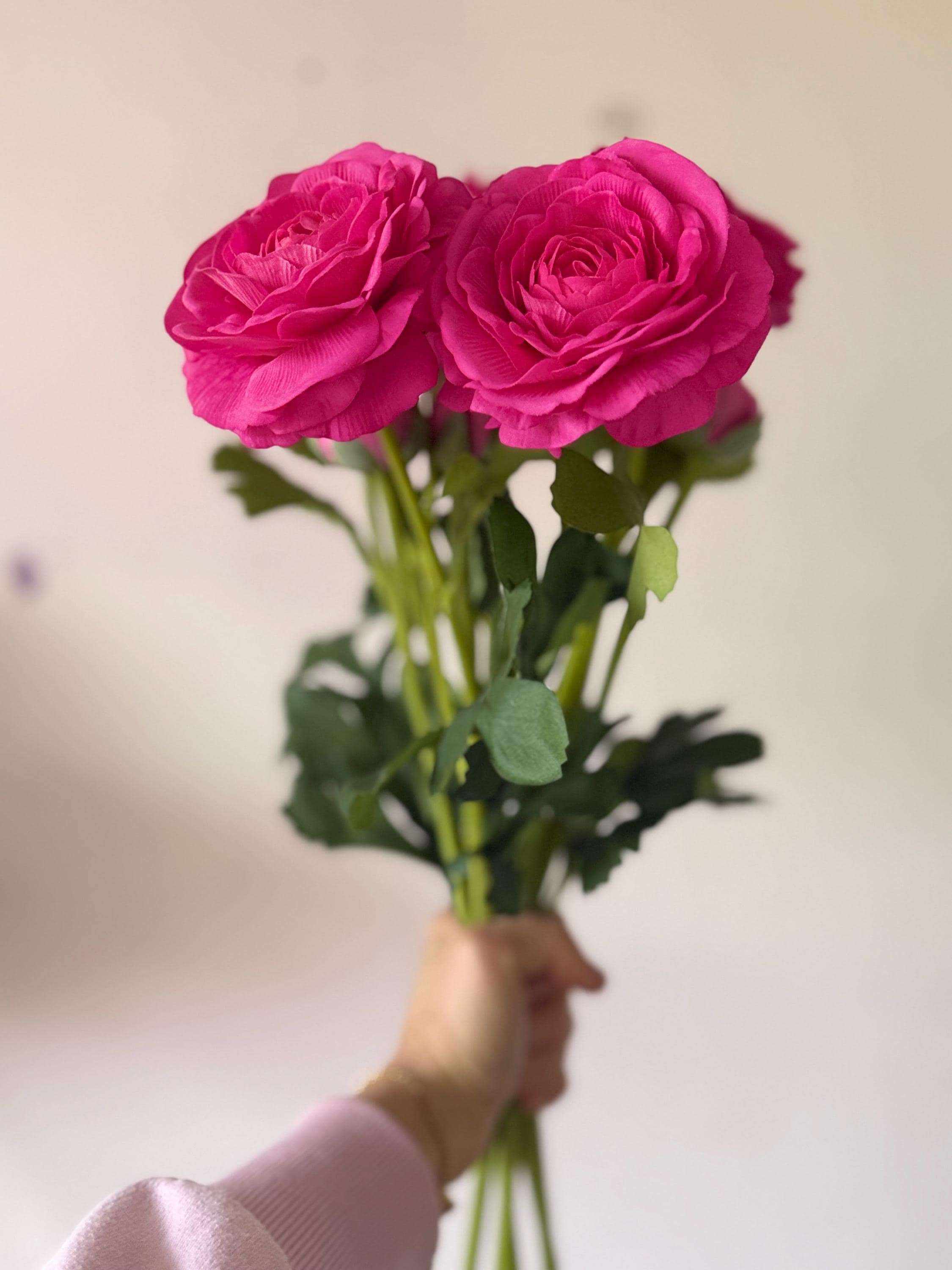 Fuchia Ranunculus Artificial Fuchsia Pink Ranunculus Bouquet, Realistic Ranunculus ...