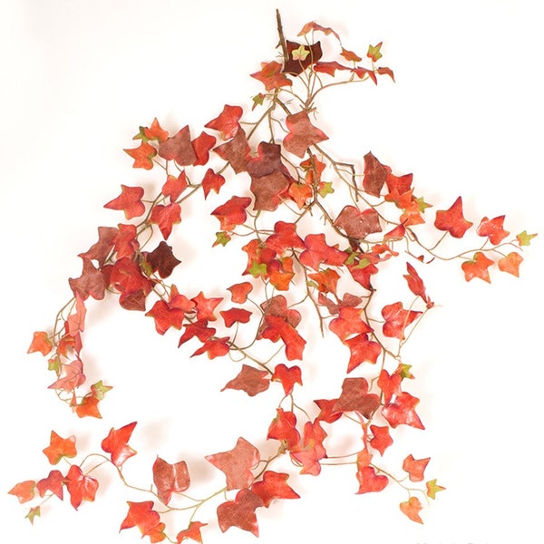 Autumn Orange Leaf Garland, Artificial Autumn Ivy Climbing Plant, Faux Fall Garland, Halloween Garland, Autumn Garland, Autumn Home  Decor