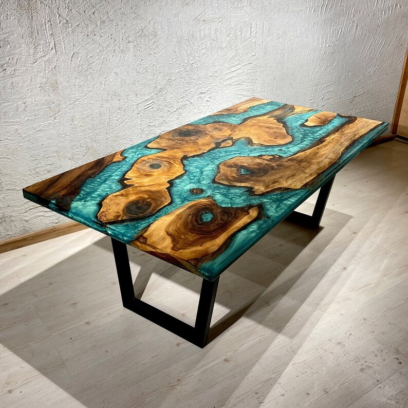 Epoxy Kitchen Table Dining Table Epoxy Dining Table Epoxy Etsy
