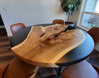 Round epoxy dining Table, Round epoxy table, Round black epoxy table, round epoxy coffee table, Round Wood Table, Round Dining Table.