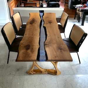 Walnut Wood Epoxy Resin Dining Table,  Epoxy Table, Walnut Dining Table, Walnut Epoxy Table, Translucent Epoxy Table, Epoxy Resin Table